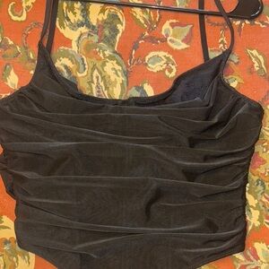 Chic Black Ruched Top